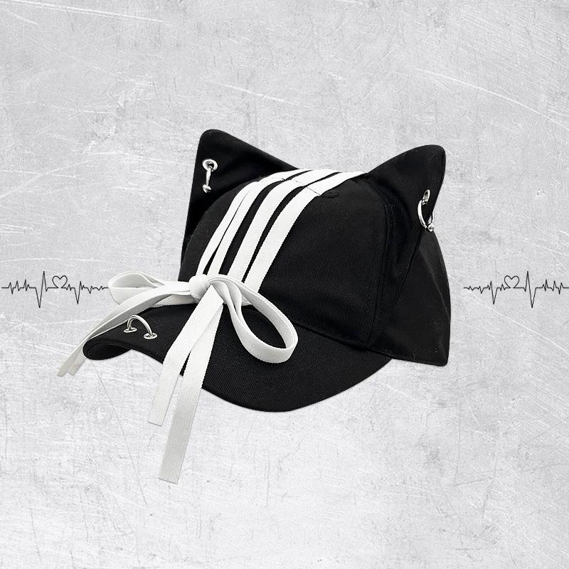 2025 Girls niche sweet cool Y2K devil head dark series straps bow cat ears baseball hat
