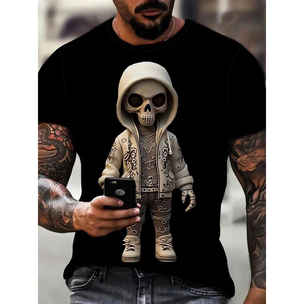 3D Bat Pattern Mysterious Totem Men's T-Shirt Summer Retro Cool Gothic Harajuku Short Sleeve Top Fashion Creative Casual Clothes