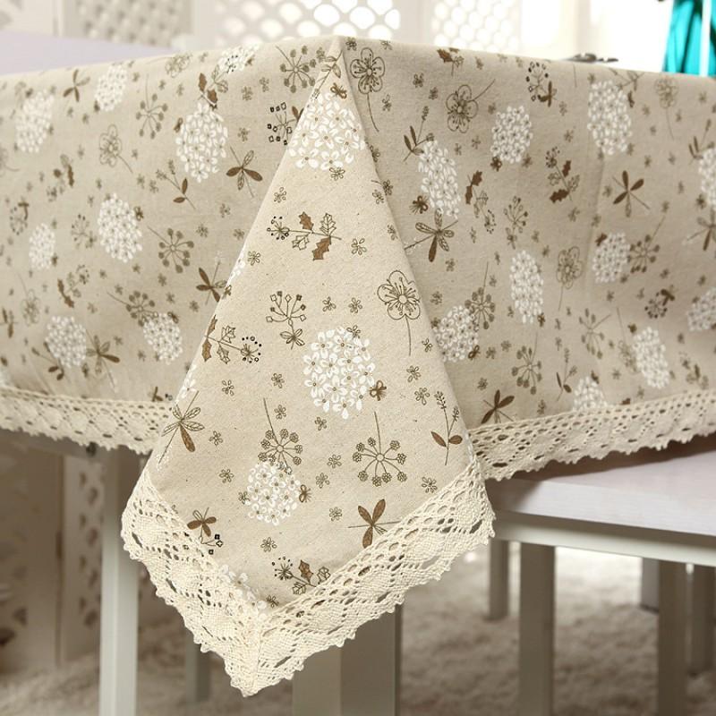 White Dandelion Lace Tablecloth Cotton Blend Decorative Dustproof Table Cover Home Dining Coffee