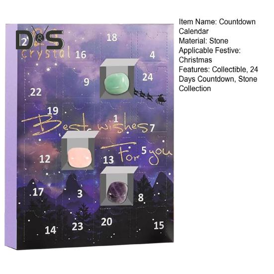 Edelstein-Weihnachts-Adventskalender, 24 Tage, Weihnachtsstein-Countdown-Kalender, Weihnachts-Countdown, Steinsammlung, Geschenk für Kinder, Teenager, Erwachsene