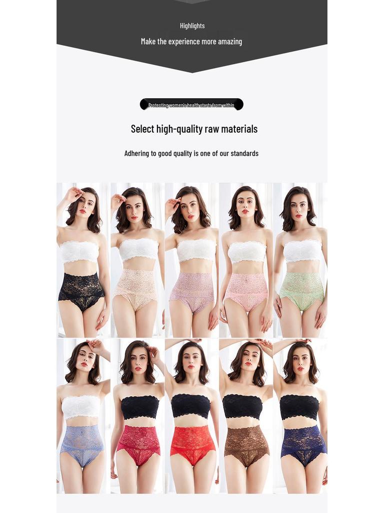 Plus Size Sexy Lace High-Waisted Women's Breathable Panties