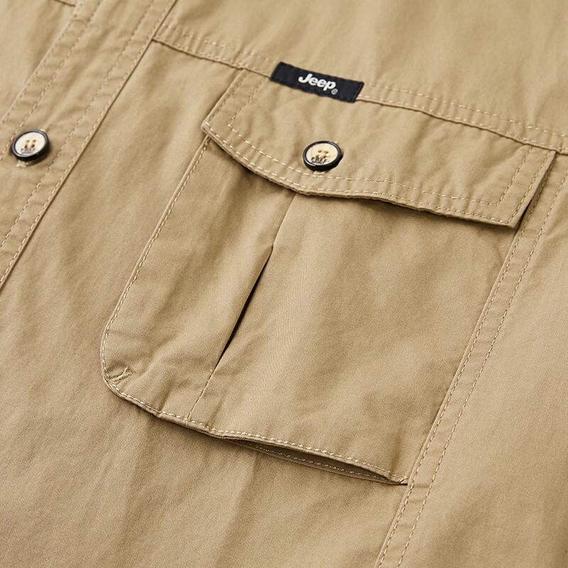 JEEP Men's Pure Cotton Short-Sleeve Casual Workwear Shirt