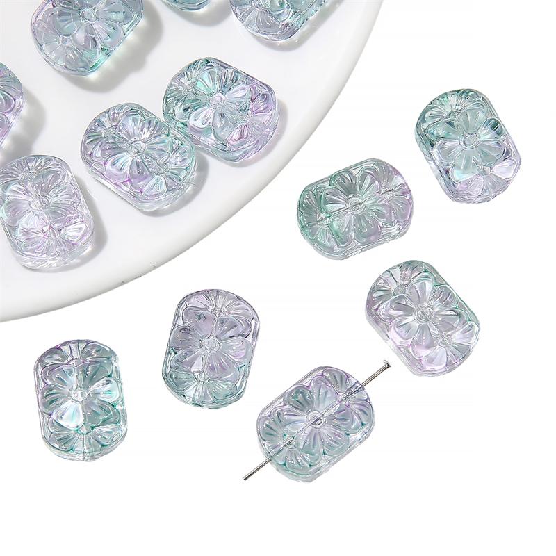 

10 шт. хрустальные стеклянные бусины с двойными прямыми отверстиями, цветочная открытка, свободные бусины-разделители для DIY, ожерелье, браслет, изготовление ювелирных изделий порошок синий