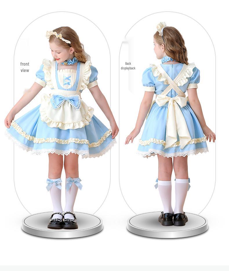 

2026 European & American Lolita Princess Dress for Kids – French Pastoral Style Costume 110cm