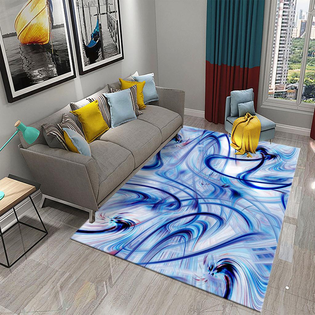 3D Colorful Flowing Line Swirl Carpet Stylish Modern Abstract Carpet for Living Room Bedroom Decor Rugs Bathroom Non-slip Rugs