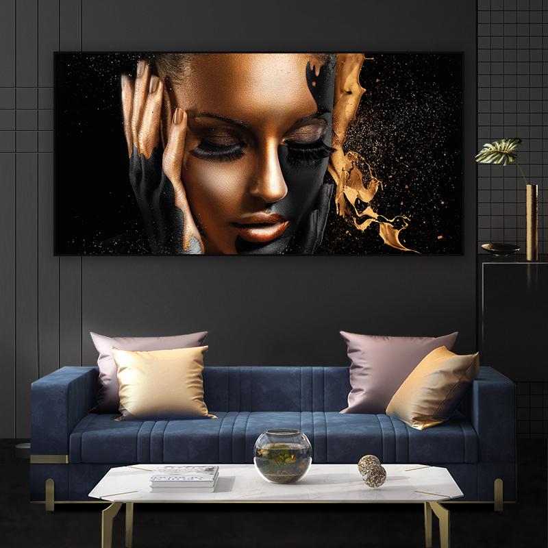Modern Wall Art Large Canvas Painting For Living Room Decoration Golden Woman Art Pictures Print Wall Posters Home Decor Cuadros