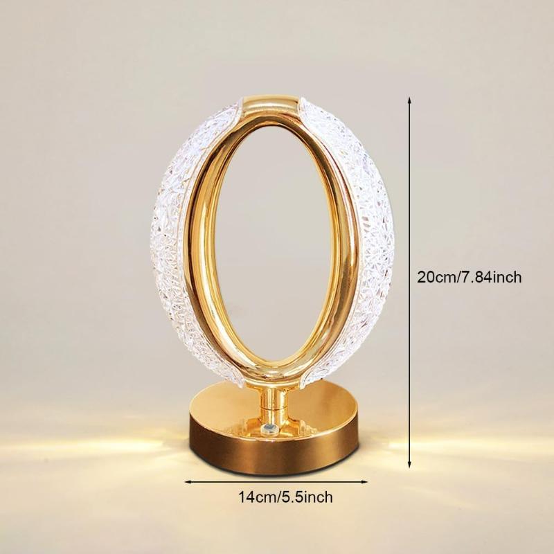 Cordless Crystal Lamp Touch Sensor Control LED Night Light Table Lamp Rechargeable Dimmable Bedroom Decoration Camping Lights