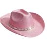Rhinestone Band Glitter Cowboy Hat Wide Curved Brim Western Cowboy Hat  Festival Accessory