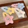 Winter Plush Stars Rhinestones Hairpin Colorful Cute HairClips BB Clip For Woman Girl Sweet Barrettes Fashion Hair Accessories