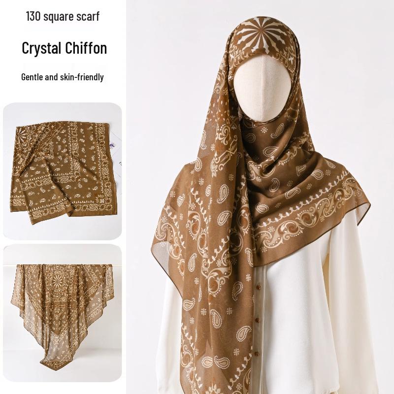 Damenmode 130x130 Seidenähnlicher Gaze Quadratischer Schal Stola - High-End, Leichtgewicht, Langer Schal