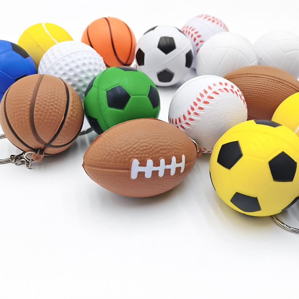 Pu Foam Basketball Keychain Toy For Children Kids Stress Relief Bag Accessory