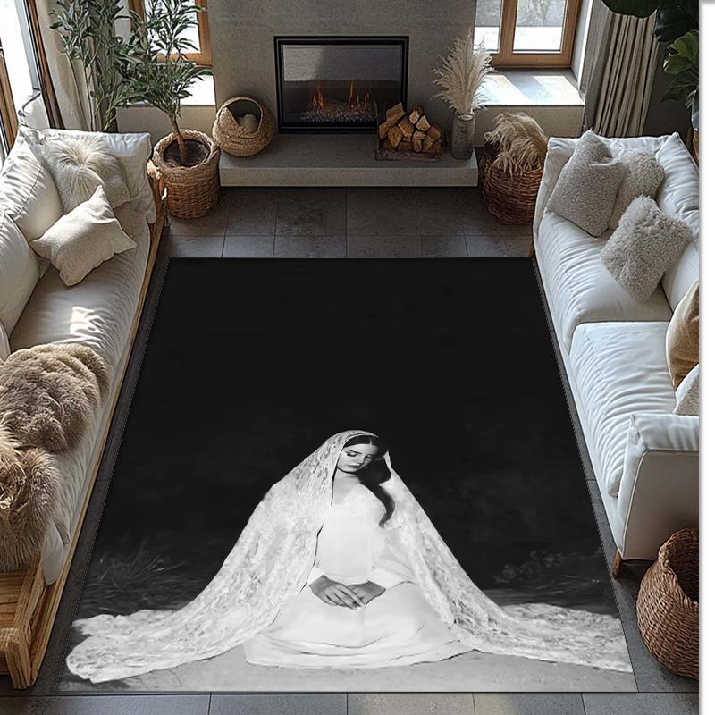 Soft Crystal Velvet Floor Rug,Lana Del Rey Anti Slip Decorative Carpet, Plush Area Mat For Indoor Home Decoration