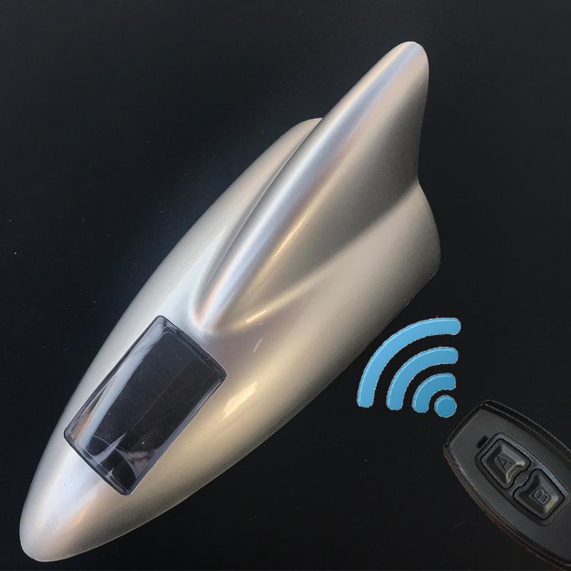 Colorful Shark Fin Solar-Powered Car Roof Antenna Light with Magnetic Tail Wing