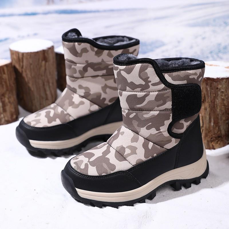Kids Winter Snow Boots Boys Girls Thick Insulated Ankle With Non-Slip TPR Sole Waterproof Synthetic Leather