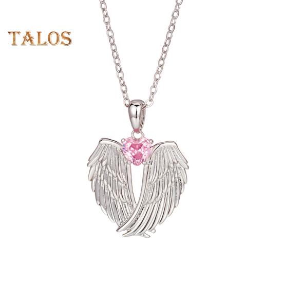 Náhrdelník s andělskými křídly a drahokamem, objetí, křídla strážce, přívěsek, zirkon, kámen narození, šperky, dárek pro ni
