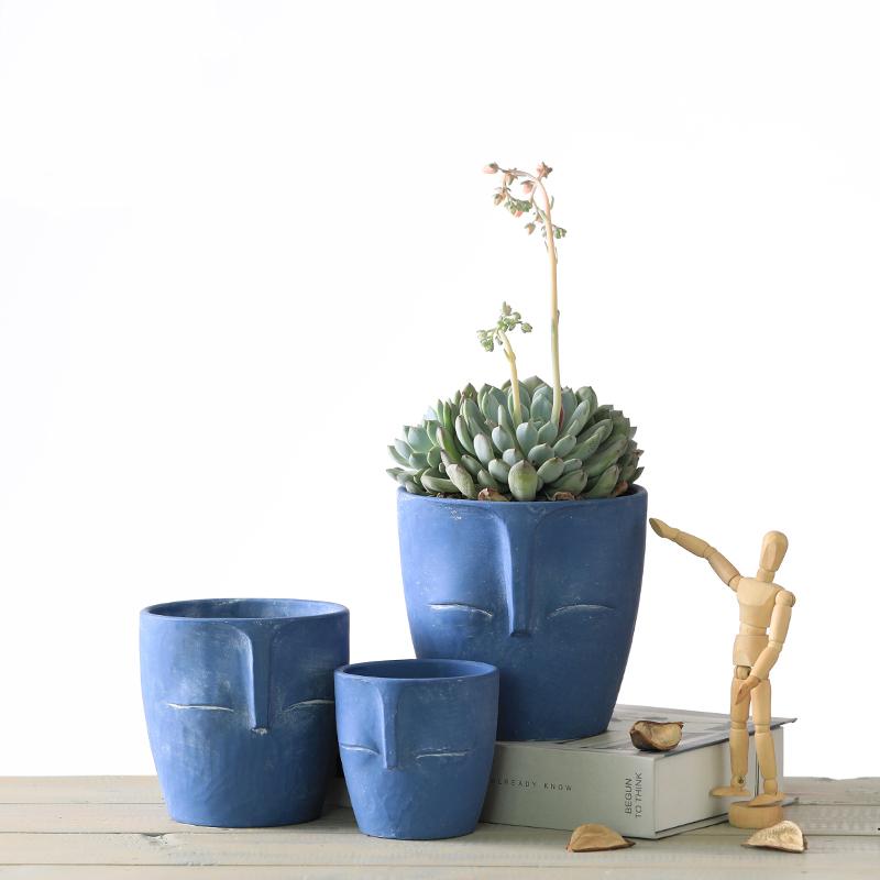 Creative Face Head Vase Succulent Green Plant Potted Gardening Decoration Abstract Figure Ceramic Flower Pot Crafts Vase Home