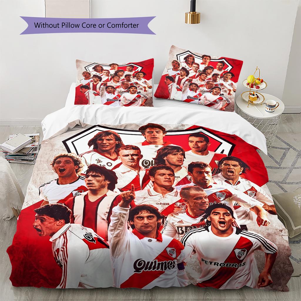 River Plate Football Club Pattern Bedding Home Decoration Birthday Gift (1 * duvet cover + 2 * pillowcase, without core)