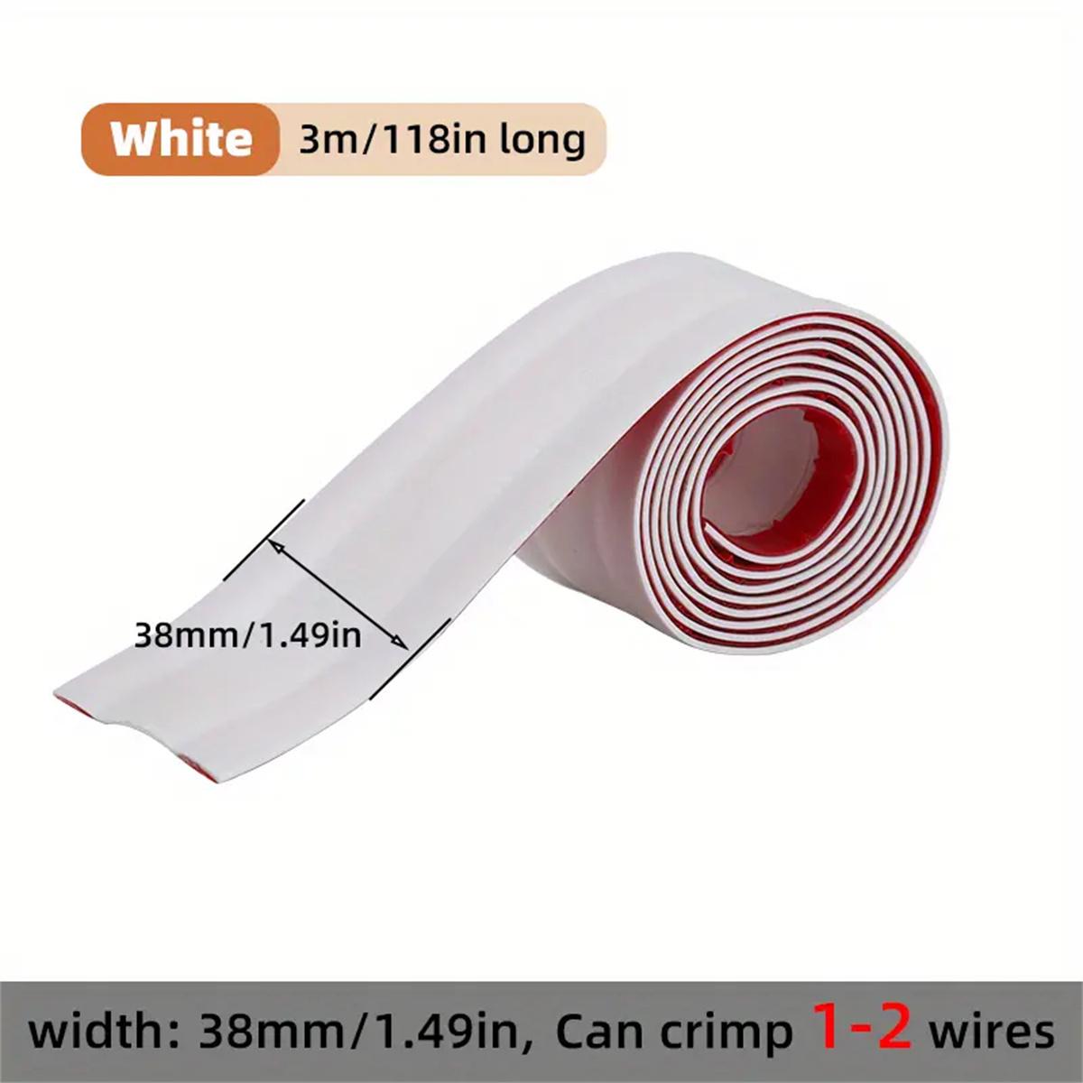 

1pc 3meters/118.11in PVC Wire Safety Strip, Self-Adhesive, Resilient Wall & Floor Cable Cover Protector 3meters белый