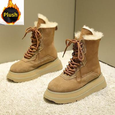 Sapatos de inverno femininos botas de neve sola grossa altura crescente antiderrapante botas femininas tornozelo moda marca senhoras inverno botas quentes