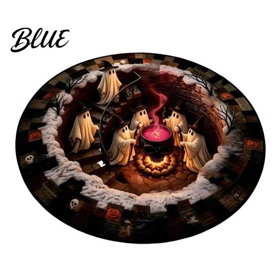Ghost Pattern Carpet with Spooky Rug Halloween Staircase Area 3D Haunted Stair Round Theme Floor