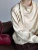Ju Zhi 2024 Autumn Chic Slimming Irregular Drape Ribbon Shirt for Women 4533