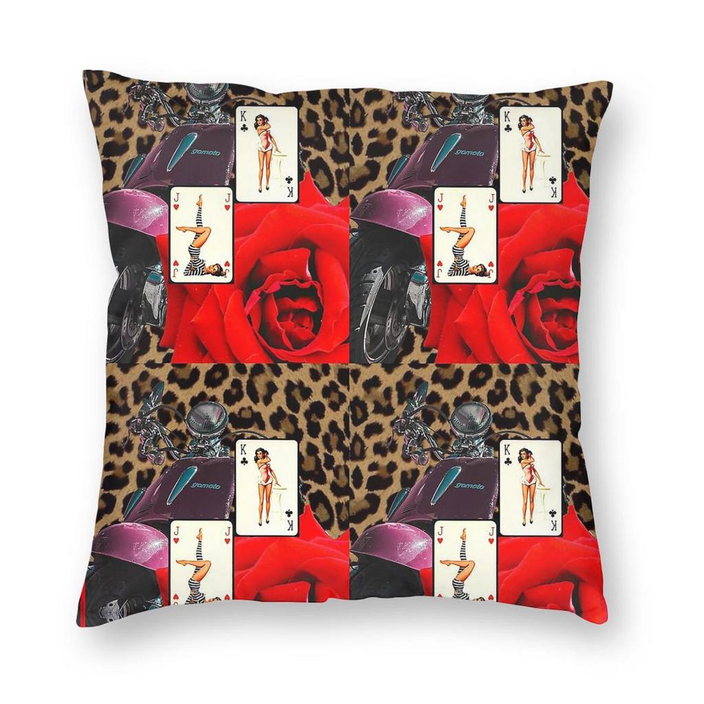 Moto Babe Pinup Square Pillowcase Polyester Linen Velvet Pattern Zip Decorative Sofa Seater Cushion Cover