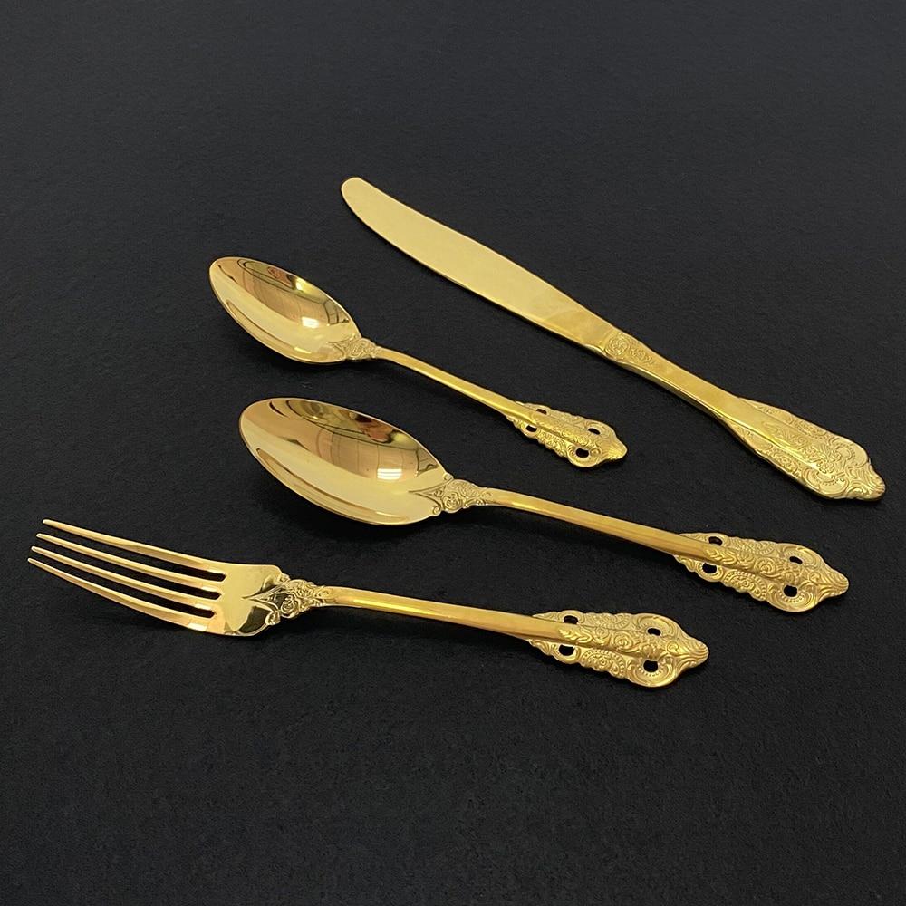 24Pcs Flatware Set Colorful Cutlery Set Stainless Steel Dinnerware Tableware Set Dinner for Home Kitchen Knife Fork Spoon Set Service for 6