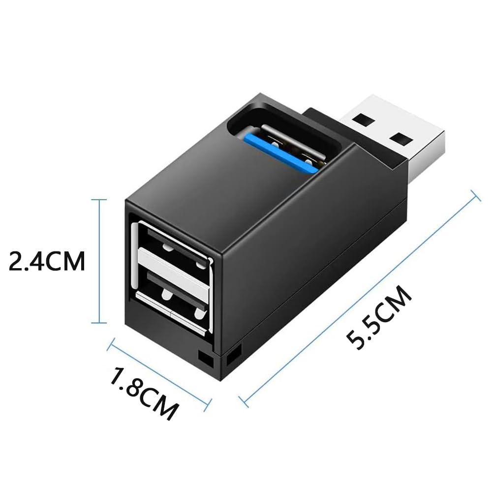 USB USB Expansion Hub with USB and USB Combo and 1 Hub 3.0 Hub, 3-Port 3.0 2.0 Hub, Compact, High-Speed, Lightweight, Portable, Compact, (Black)