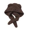 Winter new scarf integrated two-piece set plush bear hat cold-proof knitted women's warm ear protection headgear