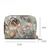 Women Flower Printed 11 Cards Slot Card Bag Case Fashion Retro Zipper Card Wallet ID Holder Credit Card Holder Badge Holder
