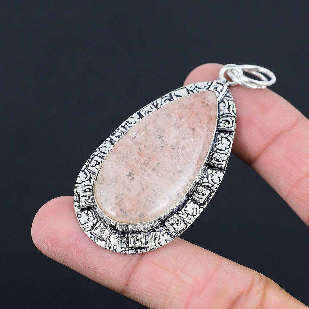 Pear Strawberry Quartz Gemstone 925 Silver Handcrafted Bezel New Pendant Jewelry