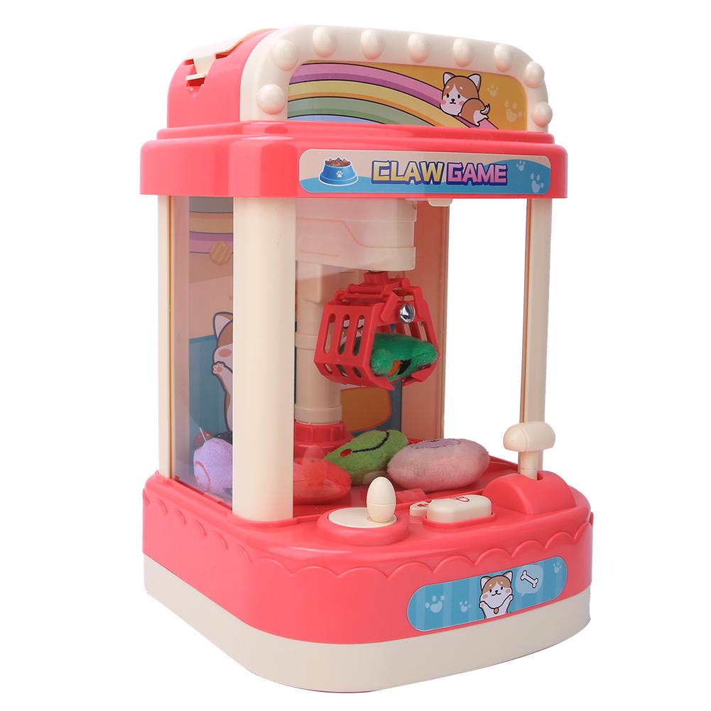 Mini Doll Grabber Game Machine Parent Child Interaction Toy with Light Music(Pink )