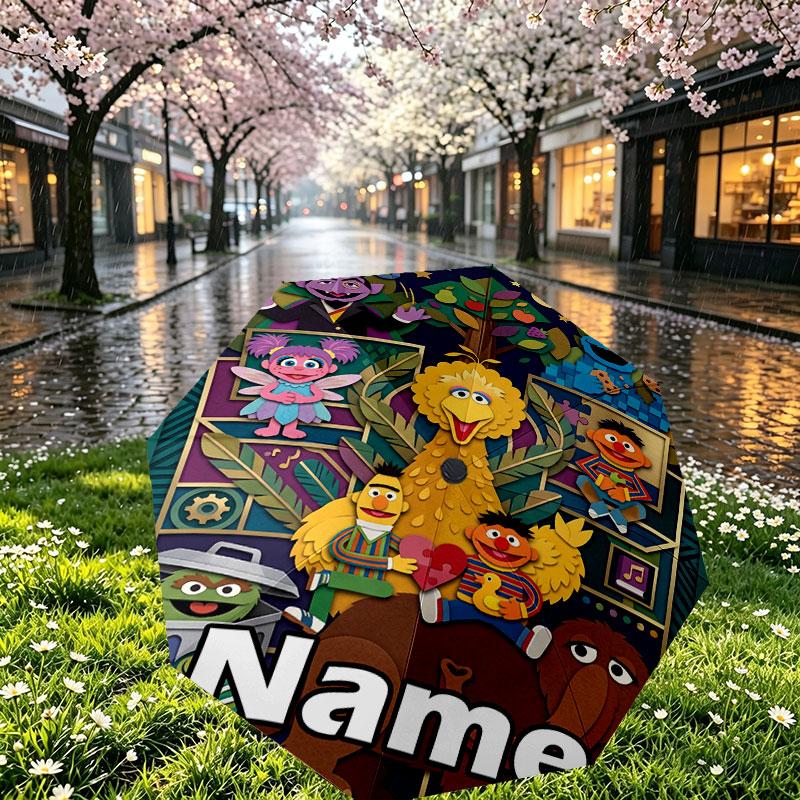 Custom Name Personalized Poppy Playtime Print Umbrella, Auto Open Close, 8‑Rib Sturdy Frame, Commute Camping Hiking Use, Birthday Gift