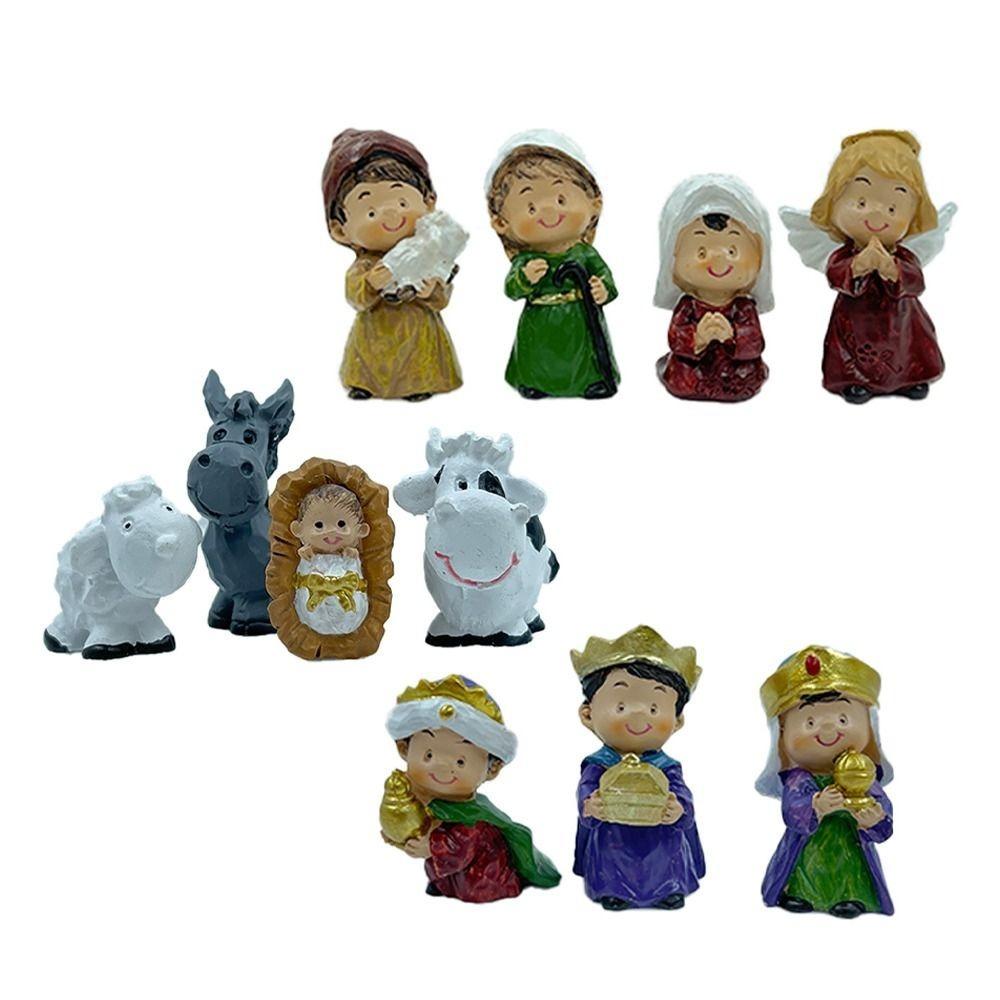 

Nativity Scene Advent Calendar 11 Days Cute Desktop Ornaments Christian Religious Gifts Resin Christmas Countdown Calendar