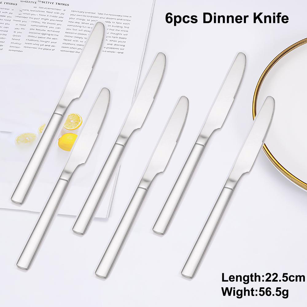 4/6/16/24Pcs Elegant Sliver Tableware Set Stainless Steel Cutlery Mirror Thin Fork Spoon High Polish Western Dinner Set4