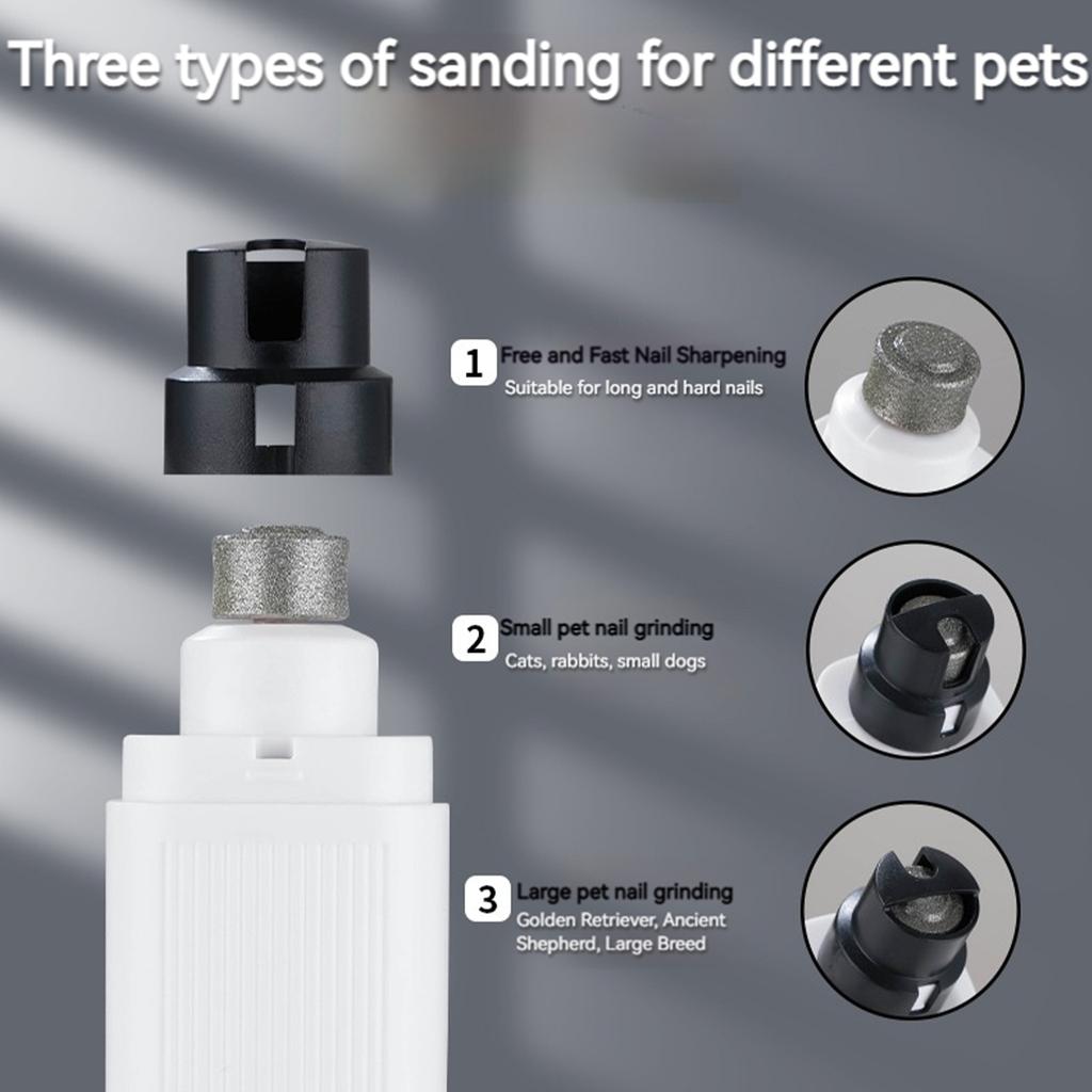 Electric Pet Nail Grinder Electric Dog Nail Clippers 2-Mode Safe Cut Cat Nail Trimmer with 2 Replacement Head for Dogs and Cats