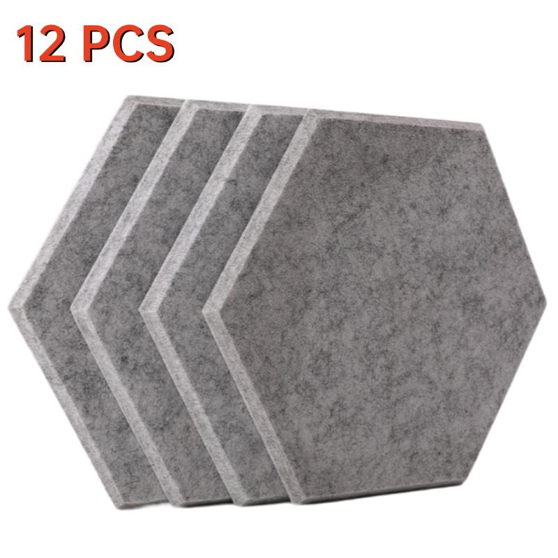 

12 ШТ Звукоізоляційні стінові панелі Шестикутні Самоклеючі Панелі для поглинання звуку Декор для спальні Звукоізоляційні наклейки високої щільності 9mm(0.35inch)&12 PCS&30x26cm(11.8x10.2in) сірий колір