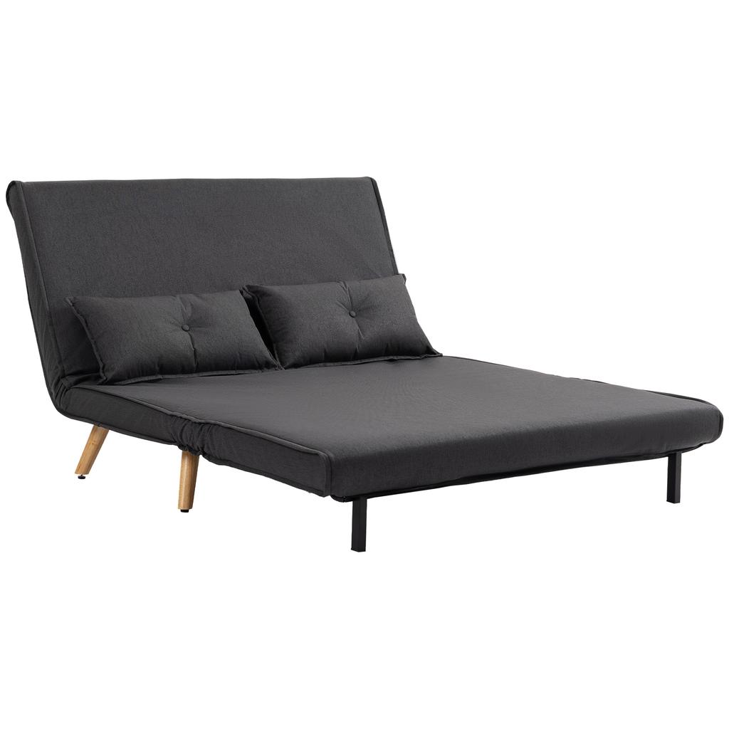 Two-Seater Linen-Look Sofa Bed - Charcoal Grey