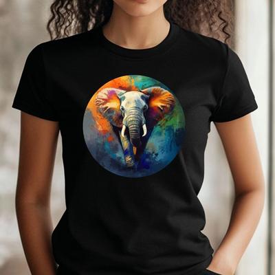 T-Shirt Women Elephant Portrait Motif Cotton Size XS To 3XLWill Be Opened In a New Window or Tab