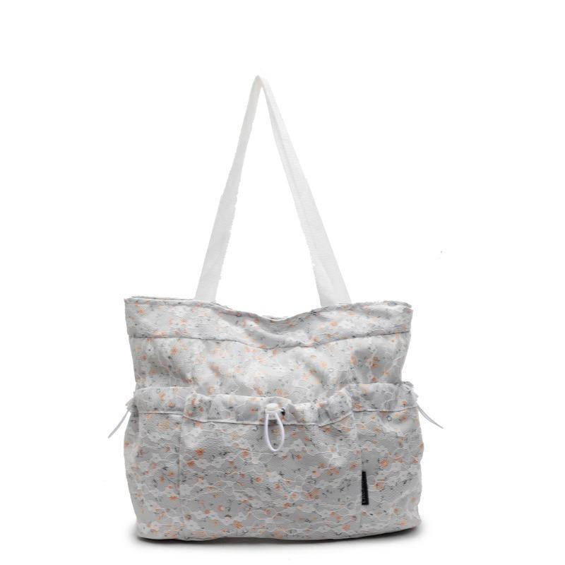 Department of Floral Cute Canvas Bag Niche Design Large Capacity Tote Bag Commuter Bag Shoulder Armpit Bag
