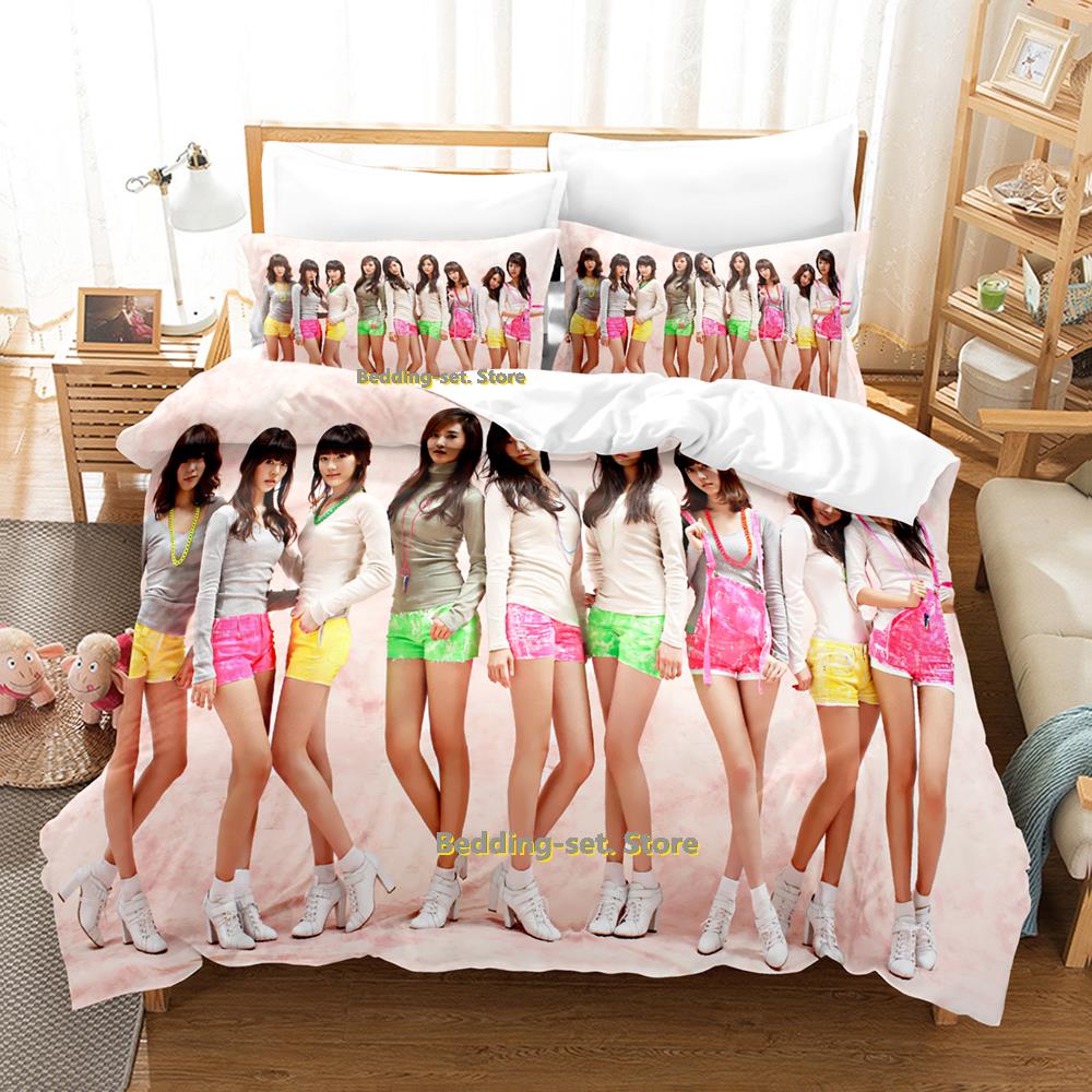 Comforter Kpop Girls Generation Bedding Set Single Twin Full Queen King Size Bed Set Adult Kid Bedroom Three-Piece Suits Kawaii Girls