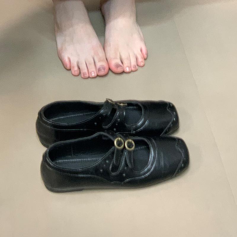 French Square Toe Flat Single Shoes Women's Autumn Vintage Soft-soled Mary Jane Shoes Shallow Commuter Women's Shoes