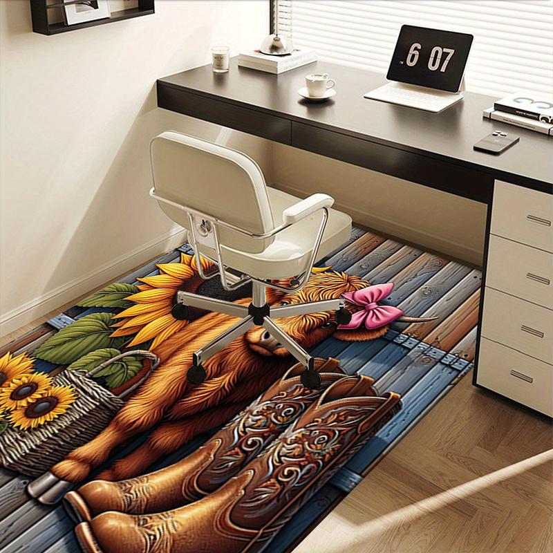 Chair Mat: Sunflower Cow Office Carpet Large Rug for Home Decor, Sofa Cover, Gift Idea, Suitable for Bedroom, Living Room, Various Rooms