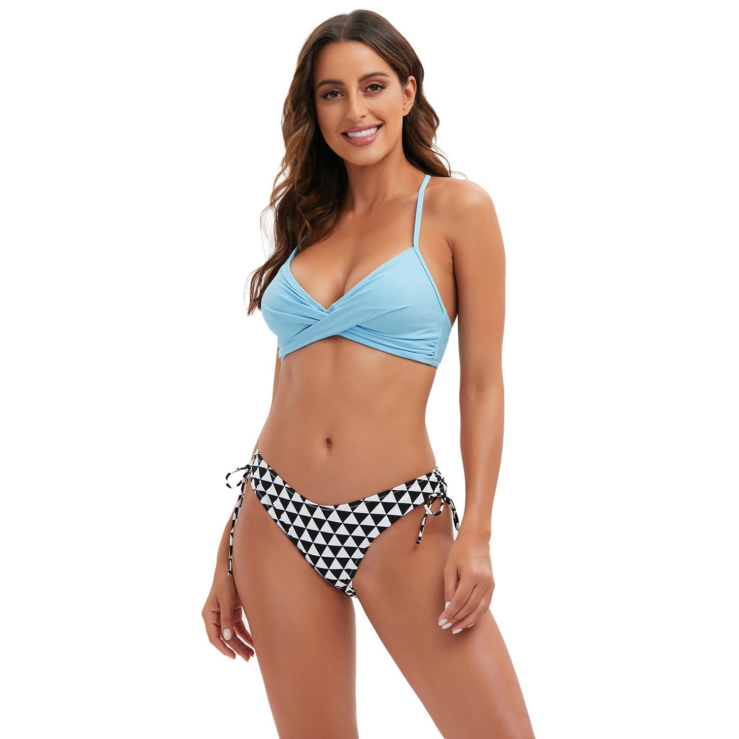 

Европейский и американский сексуальный купальник бикини в полоску для похудения - Женский раздельный купальник треугольной формы Extra Small