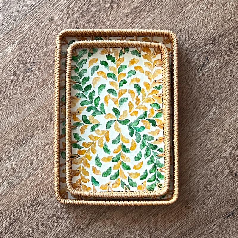 Autumn Green Rectangular Storage Basket & Tray Set