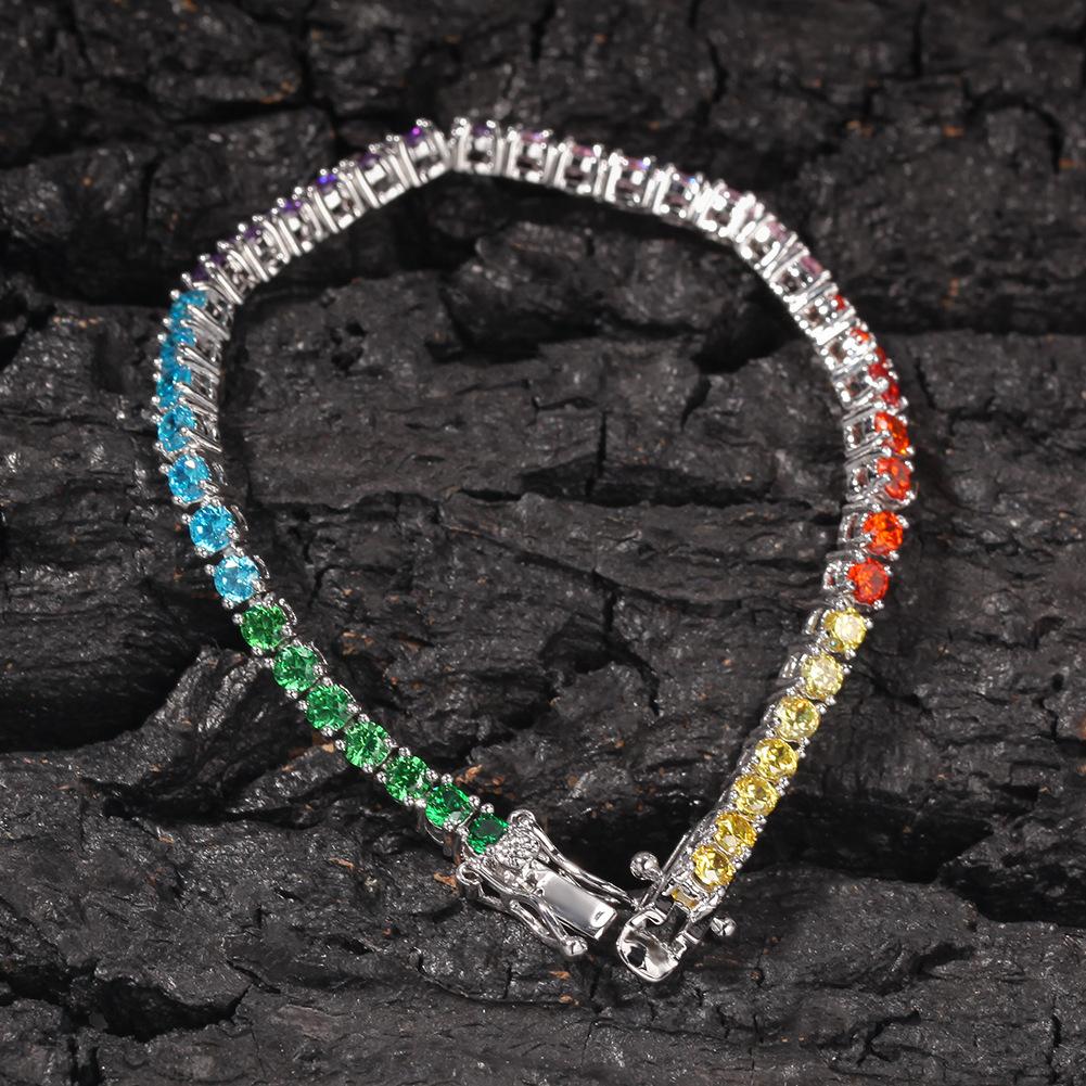 Factory 3.5mm Copper Rainbow Tennis Chain AAA+ CZ Iced Out Chain Stackable Jewelry for Women Supplier