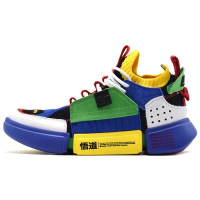 Li Ning Way Of Wade Cushioning Slip Resistant Mid Top Vintage Basketball Shoes Womens Blue Green Yellow AGWN024-1