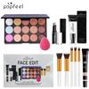 POPFEEL FACE EDIT Makeup Set - 15 Colors Concealer & Contour Palette, Power Grip Primer, HD Liquid Concealer, Brushes & Sponge Kit