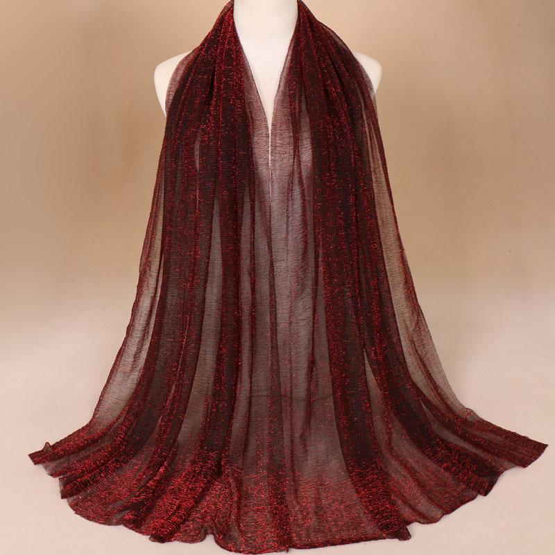 Autumn New Gold Thread Nylon Scarf For Women Girls Solid Color Sunscreen Scarves Soft Foulard Viscose Female Wrap Shawls