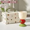 European Ceramic Coffee Mug Strawberry Lemonade Cup Exquisite Afternoon Camellia Flower Tea Cup Home Breakfast Mug Girl Gifts